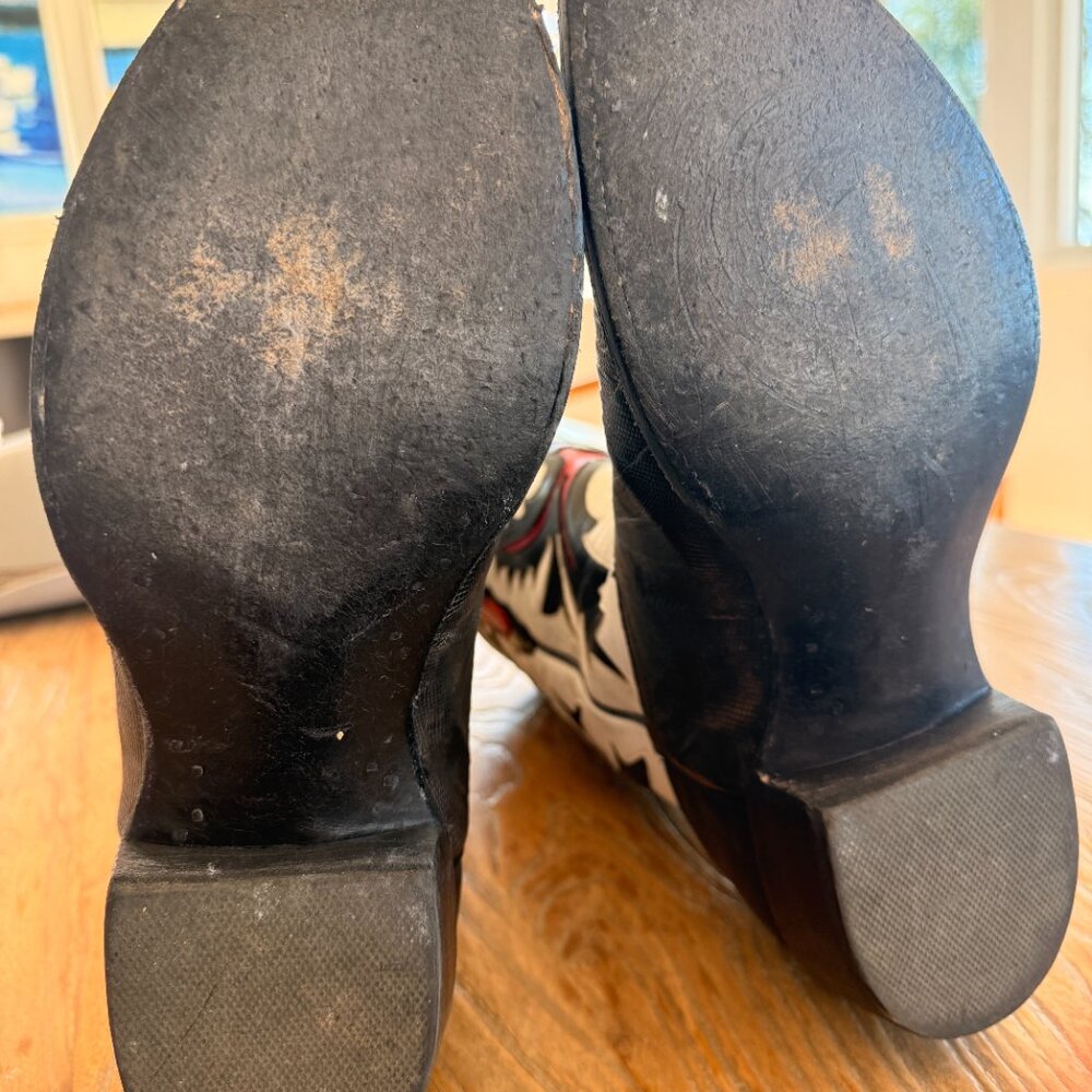 Burns Cowboy Boots Grey Distressed Lizard White Detail Women’s 11 / Men’s 9.5 D - Picture 2 of 7